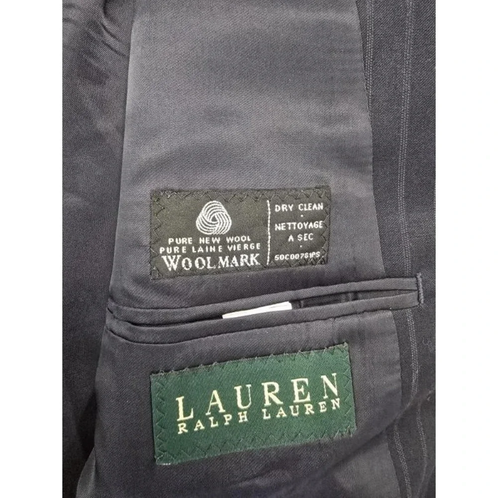 Lauren Ralph Lauren Blazer Men's 46L Navy Pinstripe Two Button 100% Wool‎